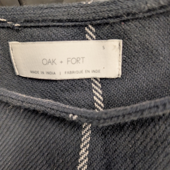 OAK + FORT Black Mini Dress Sheath Cotton Pockets Minimalist Small - Picture 6 of 6